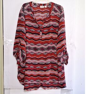 A Cato's Women's Plus Tunic Bold Aztec Print Officecore Loose Fit Boho 26/28W